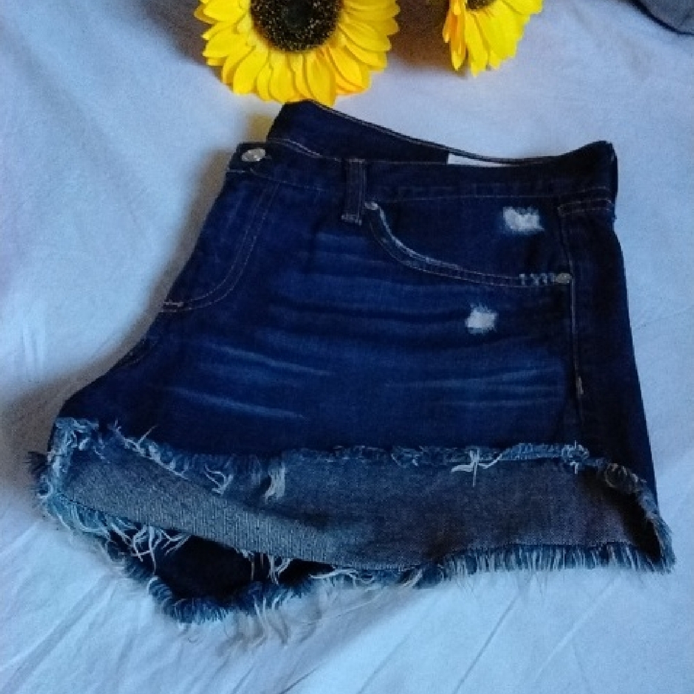 rag & bone Blue Distressed Jean Shorts